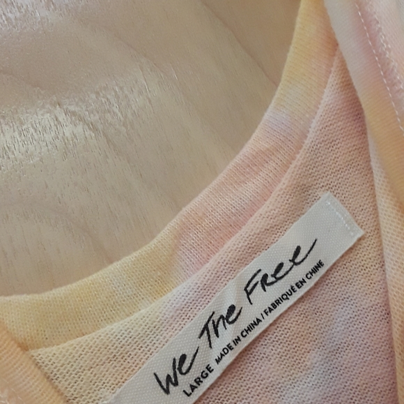 Free People Orange Pink Yellow Tie Die V Neck Knit Oversized Dolman Top L No - Picture 4 of 8